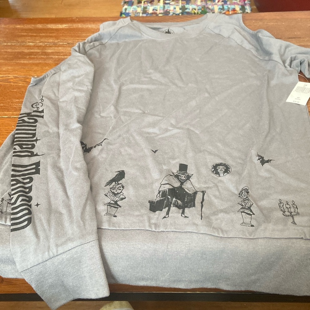 Disney parks haunted mansion long sleeve t.  Off the shoulder sleeves.